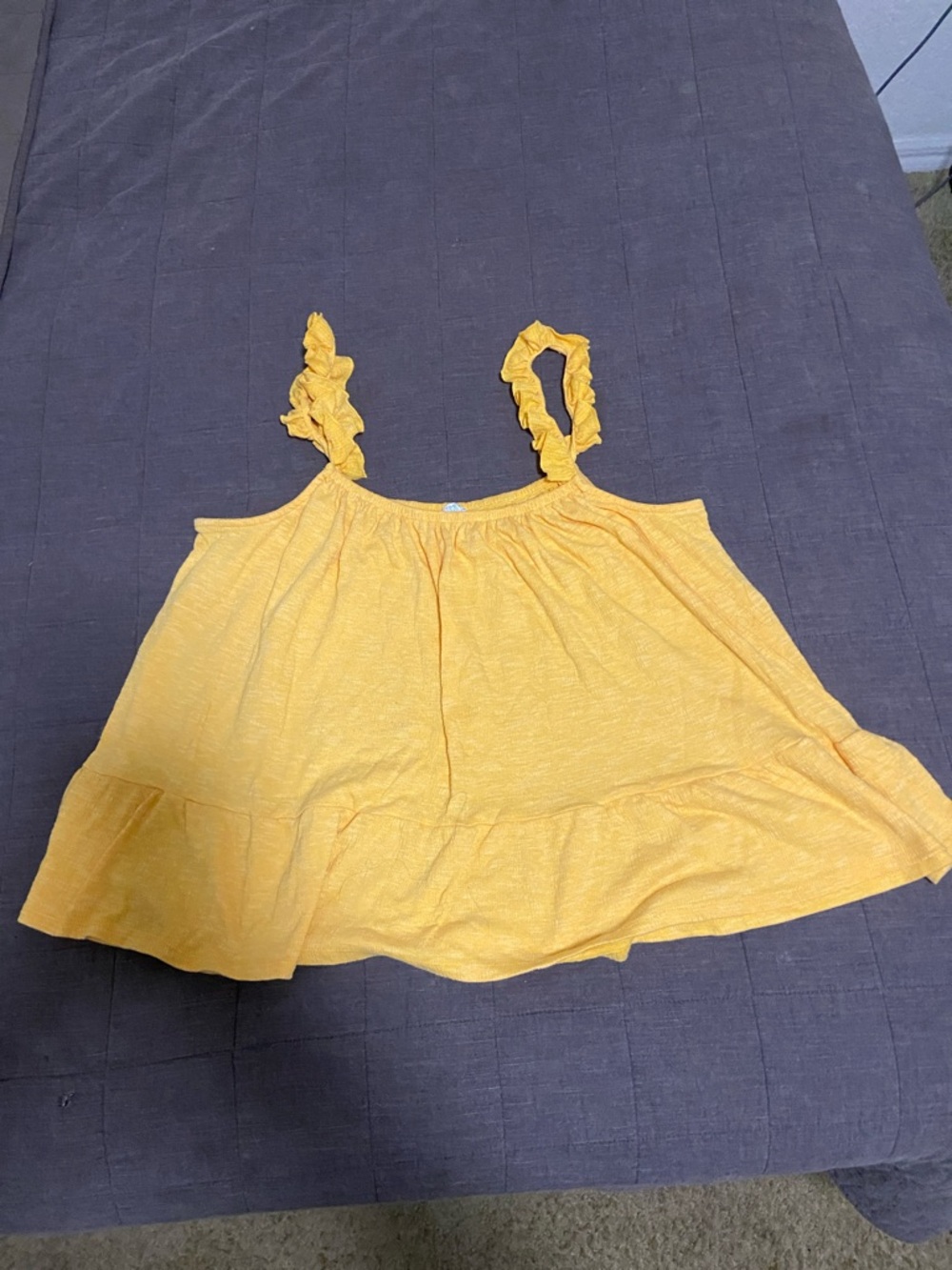 Time and Tru Yellow Ruffled Strap Summer Top XL16-18